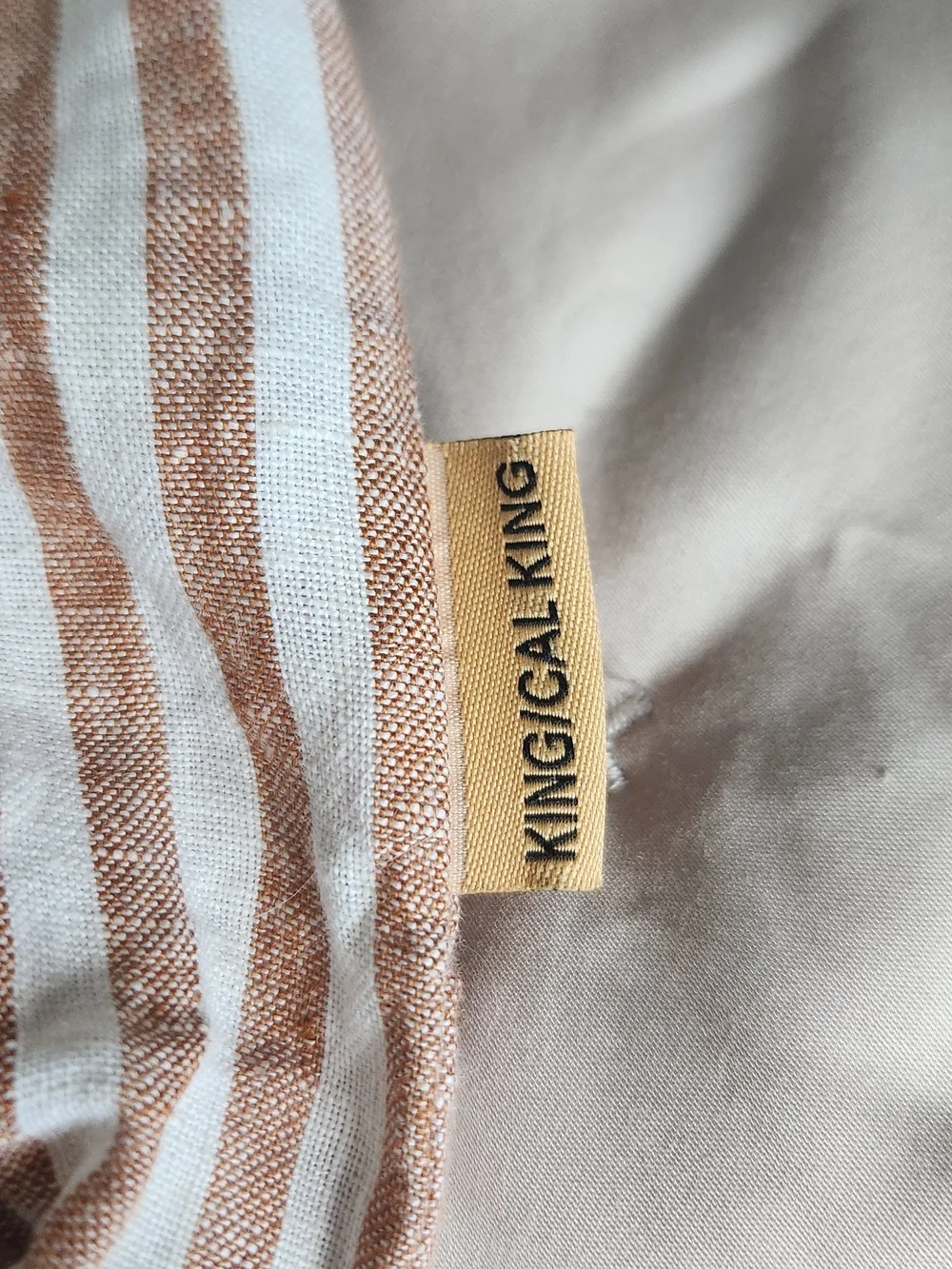 Quince European Linen Duvet Cover Set-Striped Terracotta/White (King/Cal Sized)